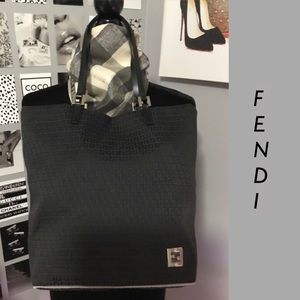 FENDI Bag Monogram Zucca FF Print Logo Black Shoulder Handbag
